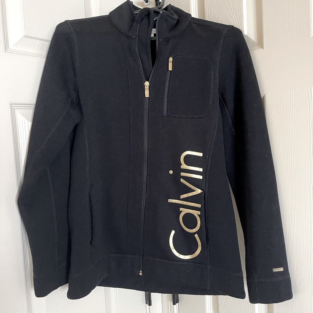 Calvin Klein Black Jacket with Gold Accents - Small